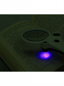 Лупа ручная увеличительная с подсветкой, с УФ светодиодом Орбита OT-INL31